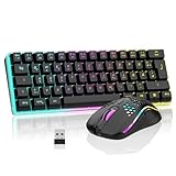 RedThunder 60% Kabelloses Gaming Tastatur und Maus Set, QWERTZ DE Layout,...
