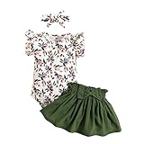 KONFEN Baby Kleidung Mädchen Sommer Outfit, T-Shirt Rüschen Kurzarm Top +...