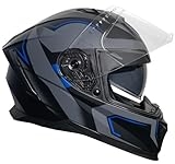 Rallox Helmets Integralhelm 510-3 schwarz/blau RALLOX Motorrad Roller Sturz...