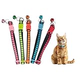 LBJFYHJN Katzenhalsbänder Set - 5 Halsbänder Katzen mit Glöckchen |...