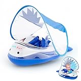 Schwimmring Baby mit Sonnendach Entfernbar ab 6-24 Monate, Blau Hai...