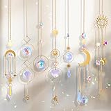 7 Stück Sonnenfänger Kristall, Sonnenfänger Garten Mond Stern Regenbogen...