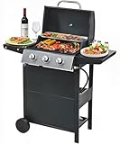 YIORTWO Propangasgrill mit 3 Brennern, Edelstahl BBQ Grill 28650 BTU für...