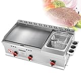 KJHYYPP Kommerzieller Gasgrill, Arbeitsplatten-Grillplatte mit Flacher...