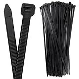 MISIQIMA 100 Stück Kabelbinder Schwarz 450 mm × 10 mm, Nylon Kabelbinder...