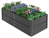 UDPATIO Hochbeet aus Metall,180x60x90 cm, Zink-Aluminium Freistehendes...