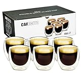 Espressotassen Set (6 x 80ml),Doppelwandig Espresso Gläser Thermogläser...