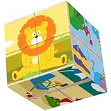 Würfelpuzzle Holz, 3D Bilderwürfel Puzzle Spiele für Kinder, Holzpuzzle...