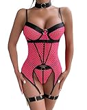 EVELIFE Dessous Set für Damen Sexy Gothic Bodysuit Strapsen Oberschenkel...