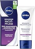 NIVEA Beruhigende Nachtpflege 24h Feuchtigkeit + Regeneration, parfumfreie...