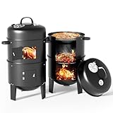 Warmiehomy Räucherofen 3 in 1, Räuchertonne Smoker Grill Holzkohlegrill...