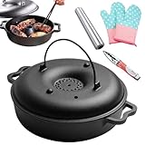 Runkoyea Bratpfanne Mit Deckel,Aus Gusseisen Süßkartoffel Röster mit...