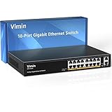 VIMIN 16-Port Gigabit Ethernet Switch mit 2X 1000 Mbit/s Uplink-Ports mit...