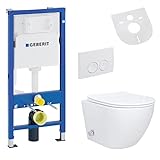 Belvit Hänge WC Komplett Set mit Bidet Funktion - Wand Toilette Weiß mit...