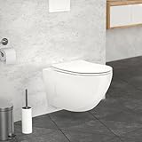 LuxeBath Wand WC Spülrandlos, Weiß, Tiefspüler Keramik Hänge WC lang...