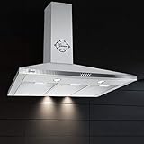 Gurari 147 Dunstabzugshaube 90 cm in Edelstahl, 1000m³/h,Sehr Saugstark, 3...