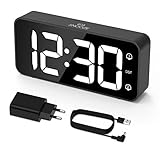 LATEC LED Digitaler Wecker mit 2 Alarme Snooze, Digital Uhr mit...