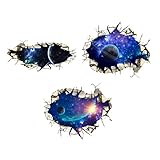 SUPERDANT 3 Stück 3D Wandtattoo Weltraum 3D Wandsticker Zerbrochener...