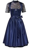EIISSION Dirndl Damen midi Lang Dirndl Blau Trachtenkleid Trachtenrock...