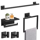TURS 5-teiliges mattschwarzes Badezimmer-Hardware-Zubehör-Set, 59,9 cm,...