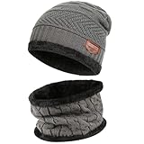 Bequemer Laden 2 Stücke Winter Beanie Mütze Schal Set Wolle Warme...