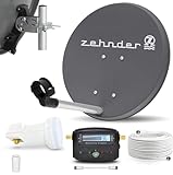 Digitale Camping Sat Anlage Spiegel 40 cm Single LNB 0,1 dB + Koaxialkabel...