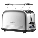 Edelstahl Toaster mit Brötchenaufsatz | Toaster 2 Scheiben | Doppelschlitz...