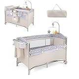 DREAMADE 4 in 1 Reisebett mit Matratze, 120 x 60cm Beistellbett Baby mit...