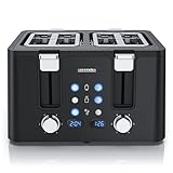 Arendo - Toaster 4 Scheiben Edelstahl - mit Brötchenaufsatz - 4 Schlitze -...