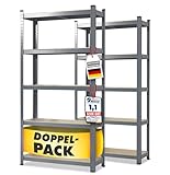 KARAT Schwerlastregal, 2er Set, 50 x 100 x 200 cm Steckregal, Kellerregal,...