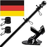 Schwarz Fahnenmast aus Aluminium Silber mit 150cm Fahnenmasthalter aus...