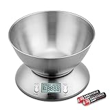 himaly 5KG Digitale Küchenwaage, Edelstahl-Kochwaage mit Abnehmbarer...