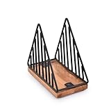 Serviettenhalter aus Eisen-Dreieck-Design, mit Sockel aus Mangoholz, für...