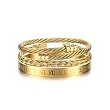 FIOROYAL 3 Stück Edelstahl-Armbänder für Herren, römische...