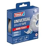 tesa Universal Nano Tape - transparentes, doppelseitiges Klebeband - leicht...