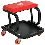 HOMCOM Werkstatthocker mit Rollen Ablagefläche 37cm hoch Rollhocker bis...