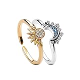 TOFBS 2 Stück Ring Set Sonne Und Der Mond Freundschaftsringe Gold Ringe...