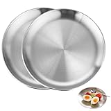 BOBOZHONG Edelstahl Rundes Geschirr,2 Stück Silber Unterteller Silber...