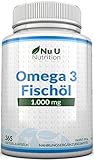 Omega 3 Fischöl 1000mg - 365 Softgelkapseln - Reines Fischöl aus...