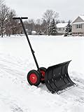 Schneeschaufel mit Rädern 74x42 cm – Rückenschonender Schneeschieber...