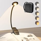 Hensam LED Leselampe mit Klemme, USB-C Wiederaufladbare Buchlampe, 360°...