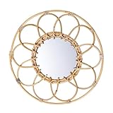 DECORNIJIA Handgefertigter Runder Woven Vanity Mirror in Khaki Stabiles...