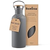 Bambaw Trinkflasche 1l Edelstahl, Nicht-isolierte Trinkflasche Grau,...