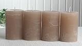 Set: 4X Rustik-Stumpenkerze, 8 x 5 cm Ø, Sand