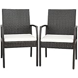 COSTWAY 2er Rattan Stühle Set, Gartenstuhl Polyrattan mit Rückenlehne &...
