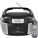 Tragbarer CD- und Kassettenspieler Boombox mit Bluetooth, USB-Wiedergabe,...