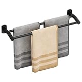 Dancrul Schwarze Doppel-Handtuchstange, Handtuchhalter für Badezimmer,...