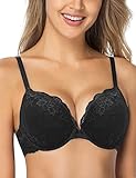 Wingslove Damen Push Up BH mit floraler Spitze gepolsterter Bügel BH...
