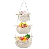 Dulynva Obstkorb Hängend 3 Stöckiger Hängekorb Küche, Handgewebte...