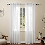 Pacok Vorhänge Weiß Transparente 2er Set Voile Gardinen für Wohnzimmer...